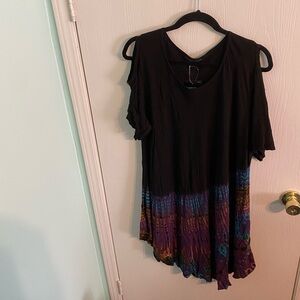 NWT Greater Good Black Tie Dye Cold Shoulder Tunic Dress Size 3X